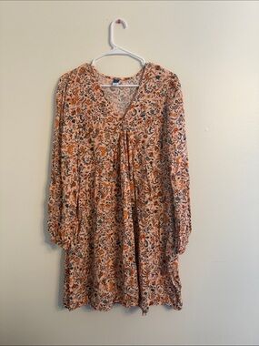 Old Navy Peach Floral Long Sleeve Tunic Dress